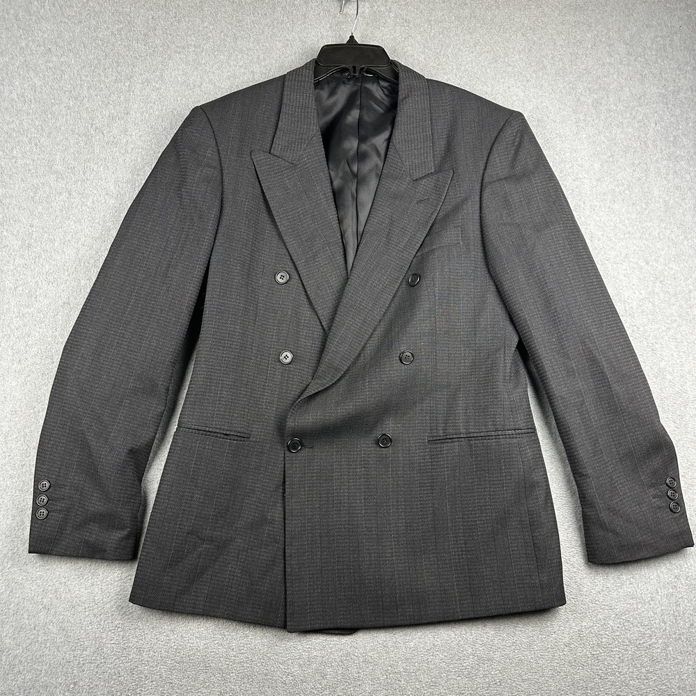 Hammonton Park Clothes Suit Jacket Mens 40R Gray Double Breasted Classic Fit